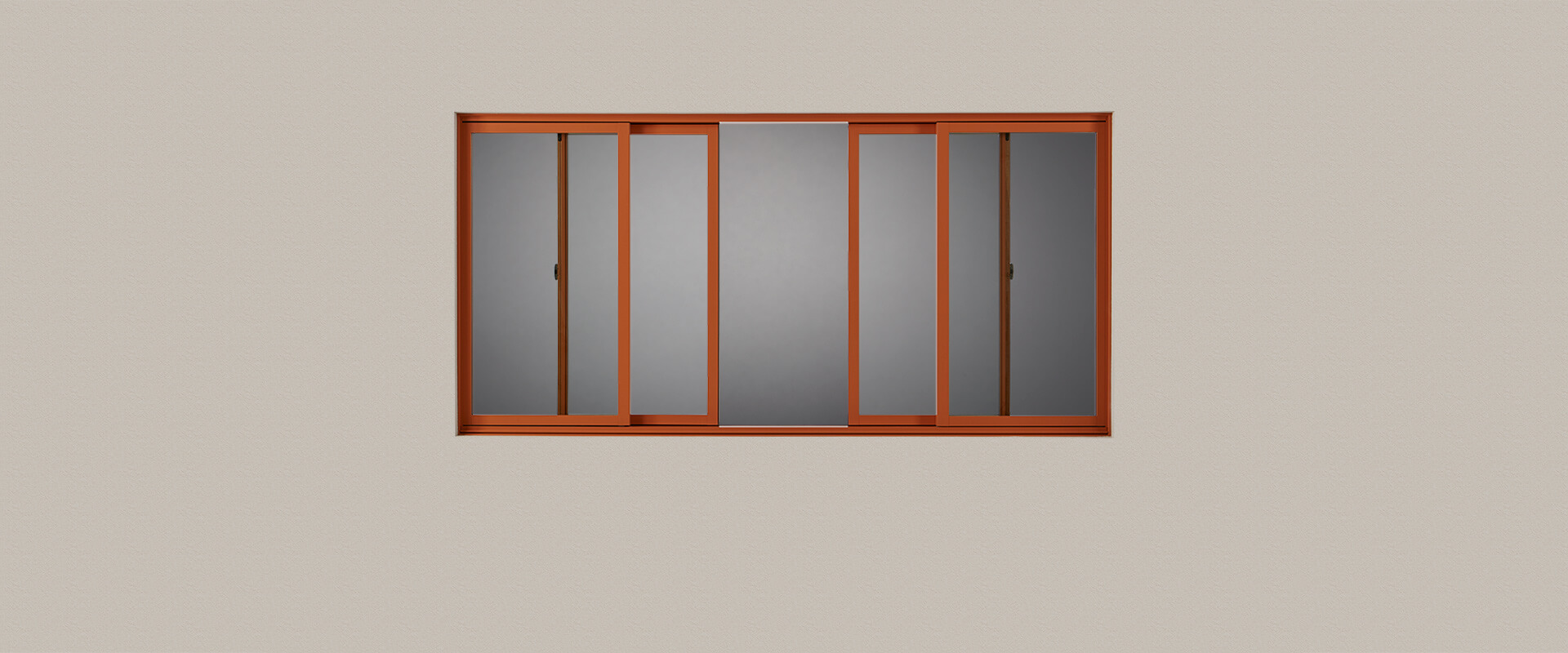 VistaLuxe Complementary quad sliding window with Pumpkin Spice exterior finish.