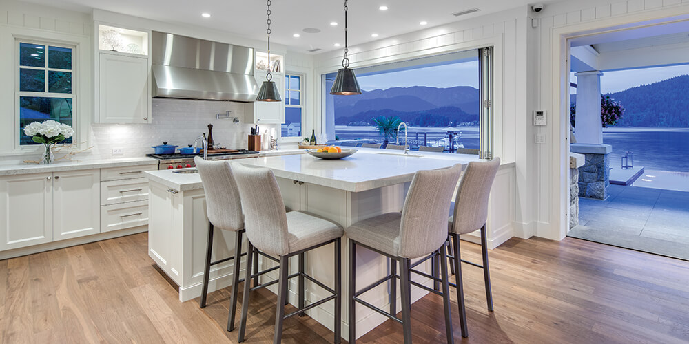 Standalone kitchen islands add storage, style, and seating when preparing meals or snacks. AH324