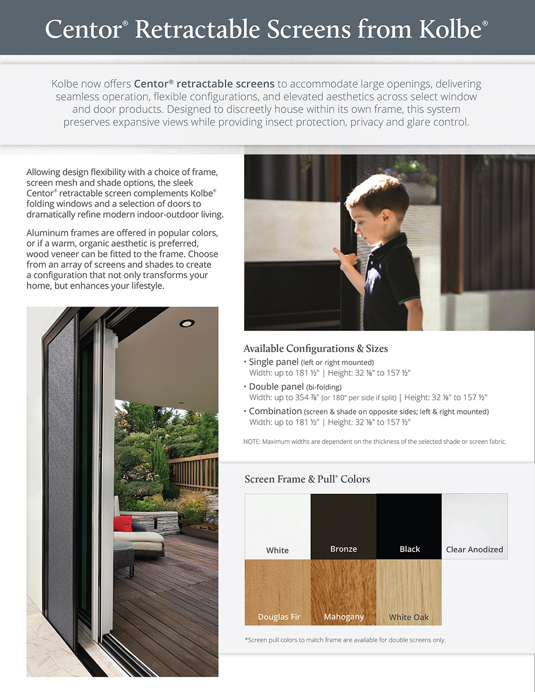 Download Centor Retractable Screens from Kolbe sell sheet