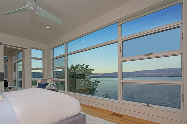 Kelowna BC VistaLuxe Collection interior bedroom lake view