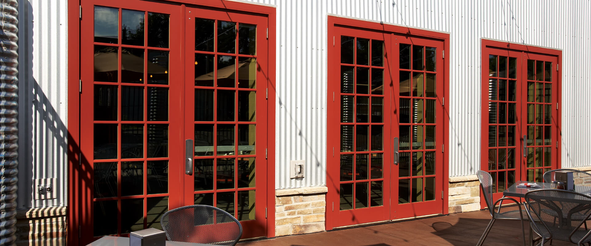 Ultra Series commercial doors in a restaurant.