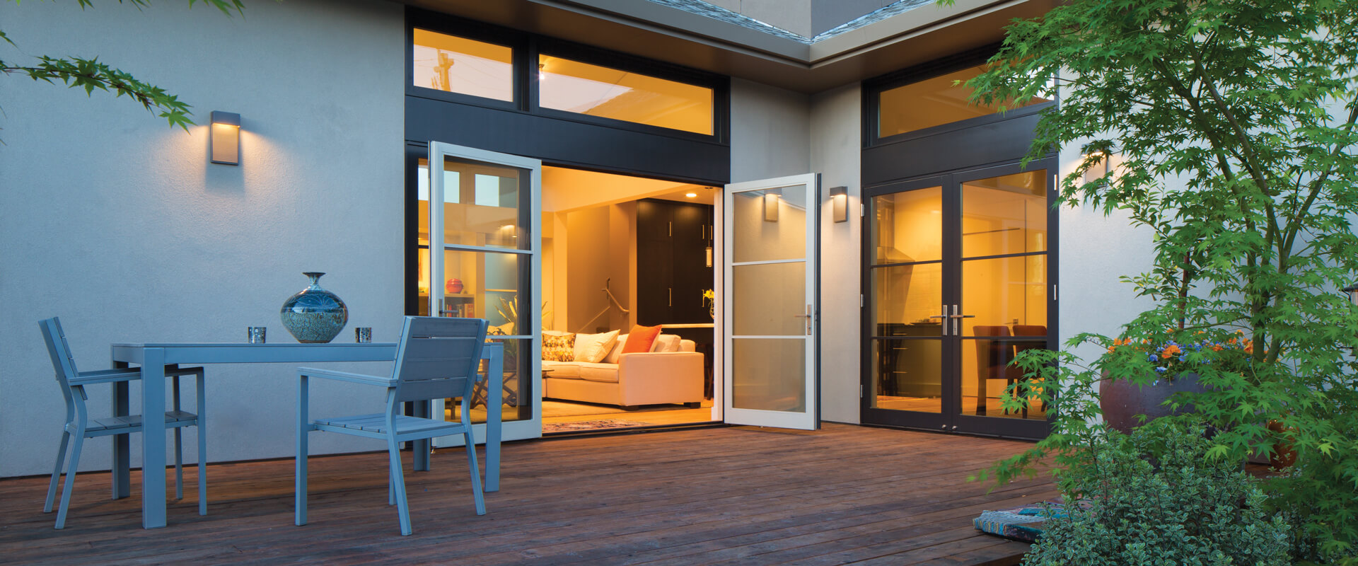 Ultra Series folding doors with Coal Black exterior finish.