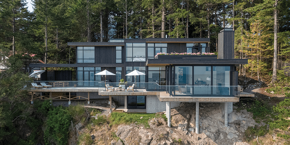 Midnight windows and doors to coordinate with dark siding